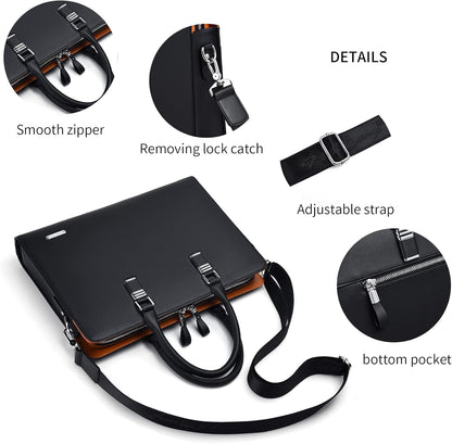 Executive Leather Briefcase | Multi-Compartment Design with Padded Handles | Perfect Laptop Briefcase for Men