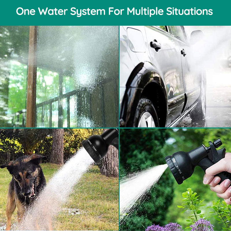 Flexible Garden Hose with 8-Pattern Spray Nozzle – Lightweight, Kink-Resistant & Self-Draining for Lawn Watering, Car Washing & Outdoor