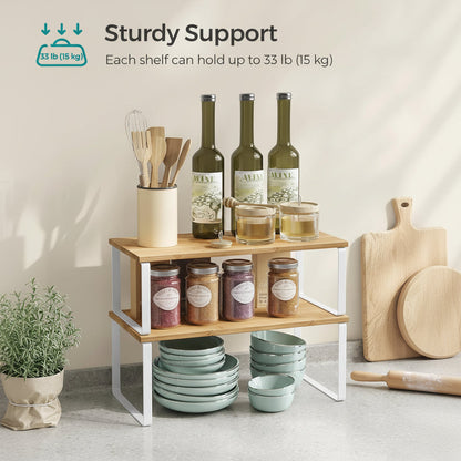 Expandable Kitchen Organizer | Stackable Metal Storage Shelves for Efficient Pantry Organization