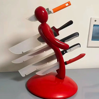 Sculptural Knife Holder Stand for Countertop Organization, Modern Figure Design Kitchen Storage Rack with Safe Blade Slots, Space-Saving