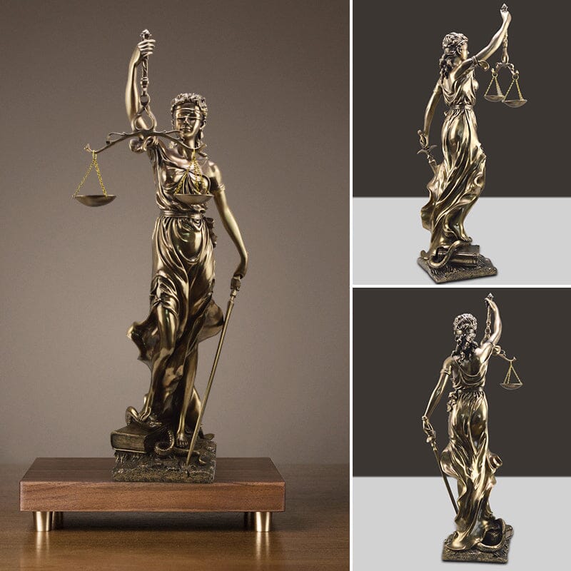 Resin Lady Justice Figure 12-Inch Bronze-Look Statue for Office Desk Library Study Law Firm Decor Legal Symbol Figurine Bookshelf Ornament