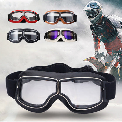 Retro Motorcycle Goggles with Adjustable Strap, UV Protection & Impact-Resistant Polycarbonate Lens for Riding, Cycling & Outdoor Use