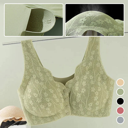 Front-Closure Wireless Comfort Bra with Lace Breathable Support | Lift & Shape Full-Coverage Bralette for Everyday Wear