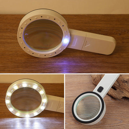 Illuminated Desktop Magnifier with 30X Magnification and 12 LED Lights for Reading Small Print, Labels, Books, Maps, Coins, Jewelry, Hobbies