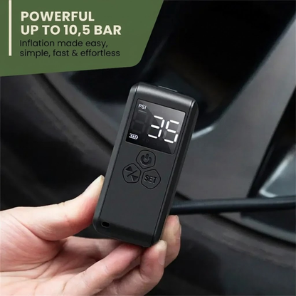 Compresor de aire portátil compacto con pantalla LCD y carga USB