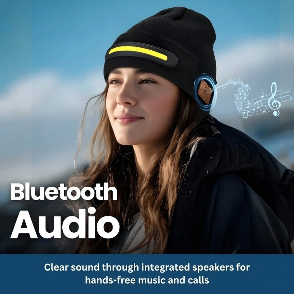 Gorro inalámbrico con linterna frontal y música Bluetooth
