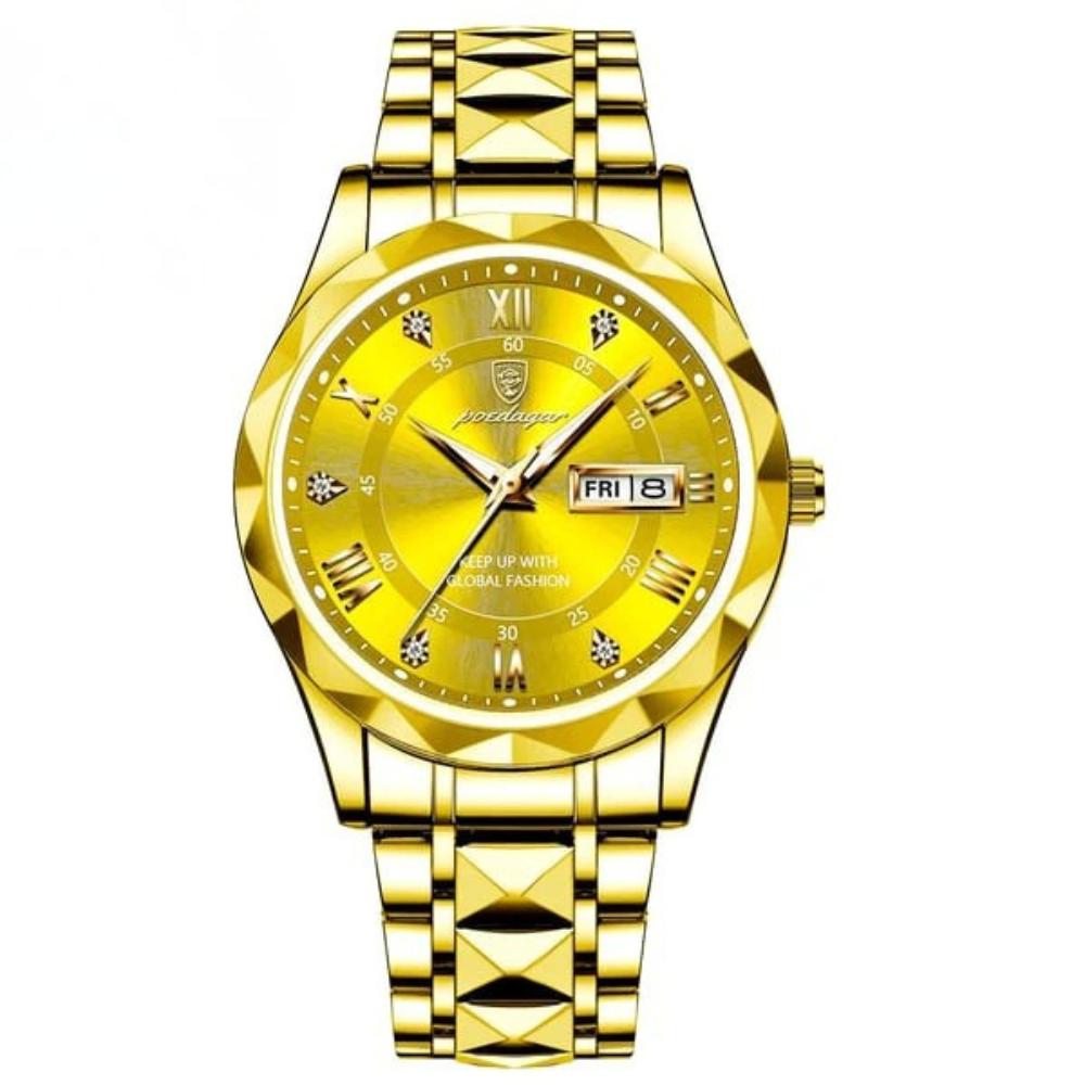 Reloj de cuarzo prémium para hombre, caja de acero inoxidable