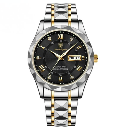 Reloj de cuarzo prémium para hombre, caja de acero inoxidable