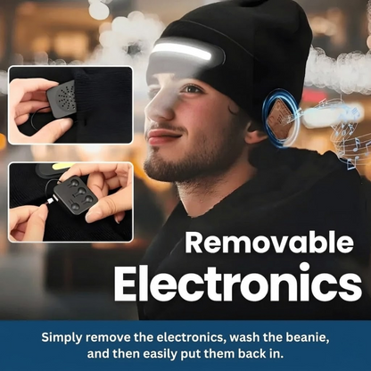 Gorro inalámbrico con linterna frontal y música Bluetooth