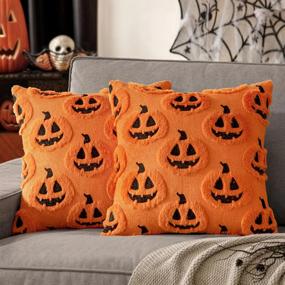 Funda de cojín de calabaza Fable: imitación de borreguillo, decoración festiva de Halloween