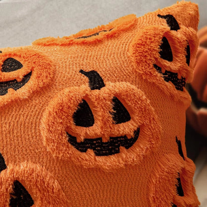 Funda de cojín de calabaza Fable: imitación de borreguillo, decoración festiva de Halloween