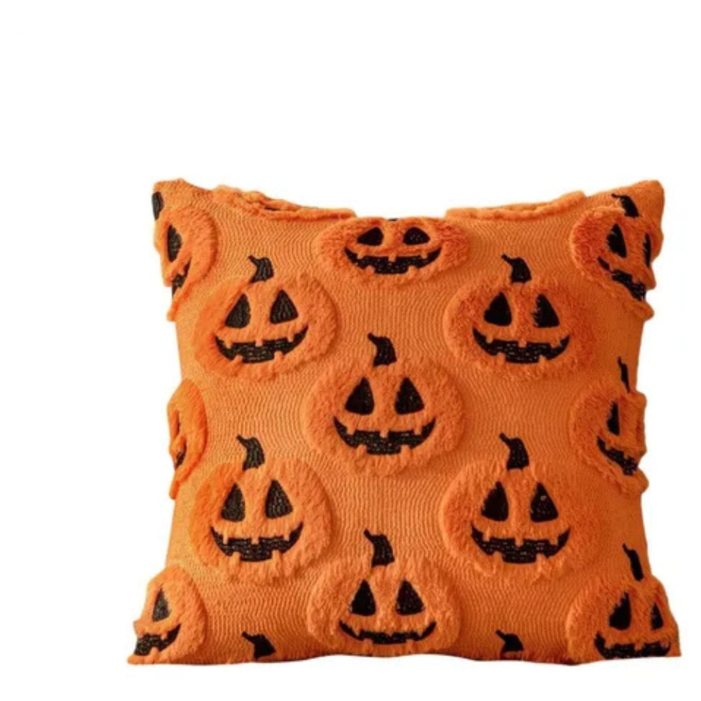 Funda de cojín de calabaza Fable: imitación de borreguillo, decoración festiva de Halloween