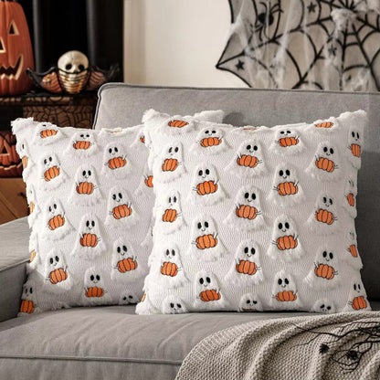 Funda de cojín de calabaza Fable: imitación de borreguillo, decoración festiva de Halloween