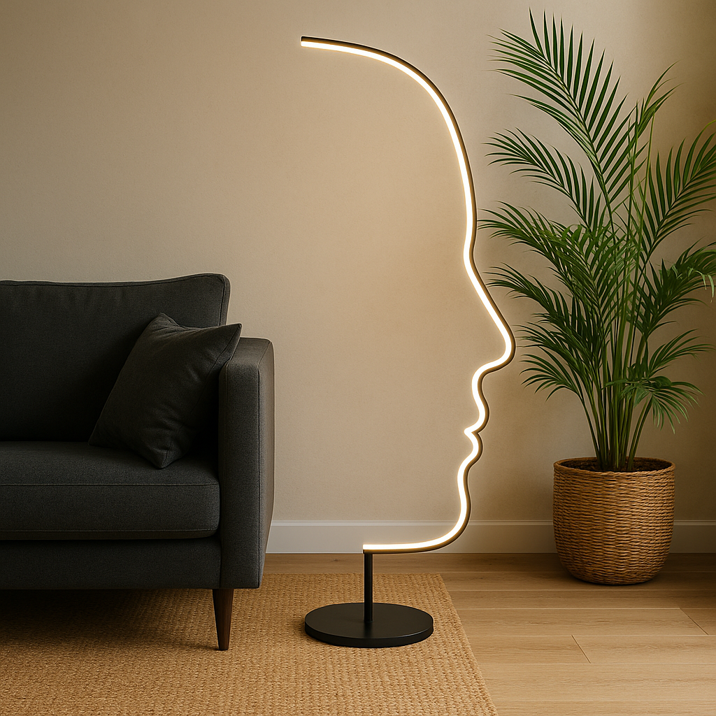 Modern Sculptural LED Standing Lamp 22 Inches Tall Black Metal for Contemporary Living Spaces Accent Lighting Home Decor