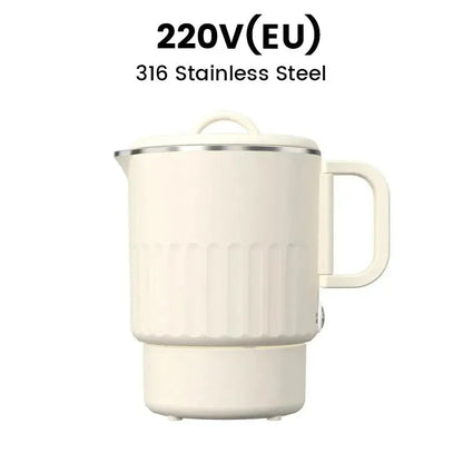 Collapsible Electric Travel Kettle 27 oz Dual-Wattage Stainless Steel for Camping Office Hotels