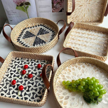 Bandeja de servir Fable: diseño de ratán artesanal ecológico
