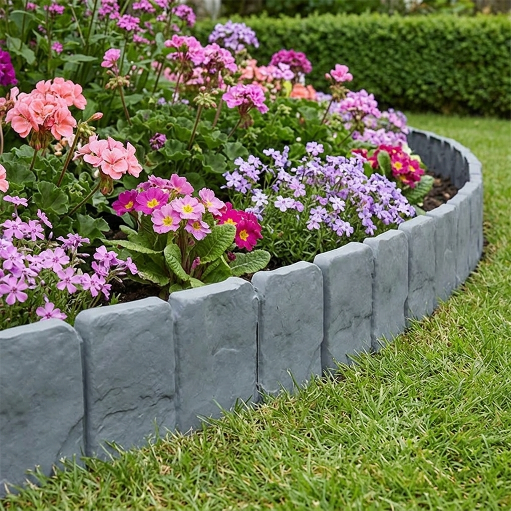 Ortekor Faux Stone Garden Edging Panels | Easy Installation & Flexible Design for Beautiful Borders