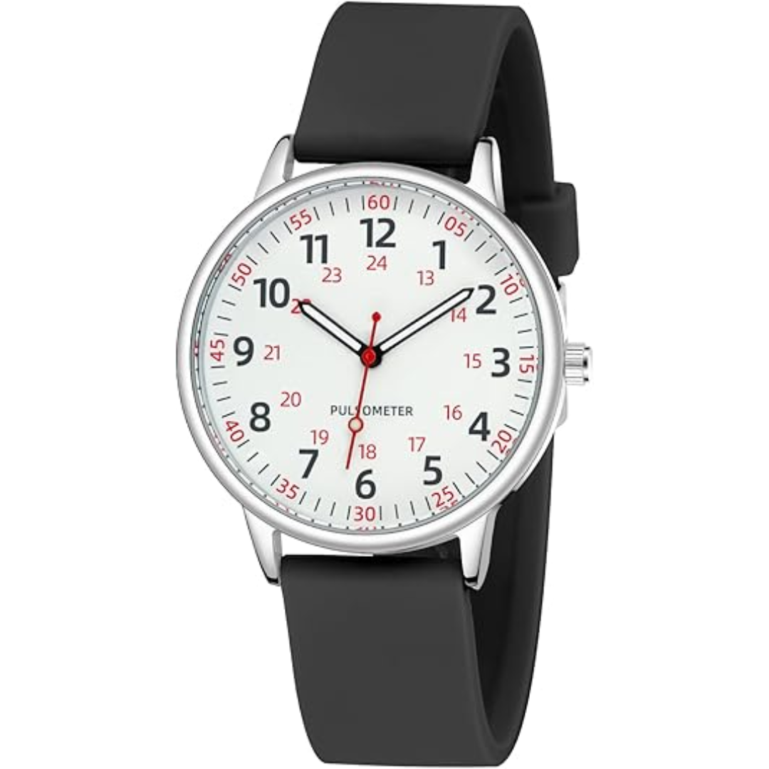 Femke | Waterproof Nurse Watch with Clear Second Hand | Durable Silicone Band for Comfort