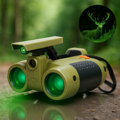 Kids Night Vision Binoculars 4x30 Magnification Waterproof Shockproof for Outdoor Camping Nature Exploration Wildlife Watching Backyard Adve