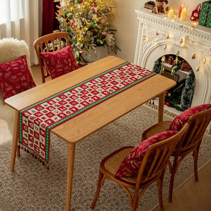 Camino de mesa navideño Felora: microfibra, diseño festivo a cuadros