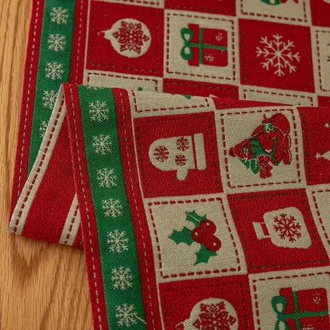 Camino de mesa navideño Felicity - Microfibra, diseño a cuadros festivo