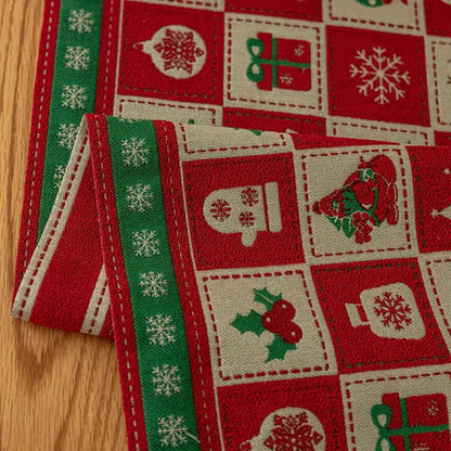 Camino de mesa navideño Felicity - Microfibra, diseño a cuadros festivo