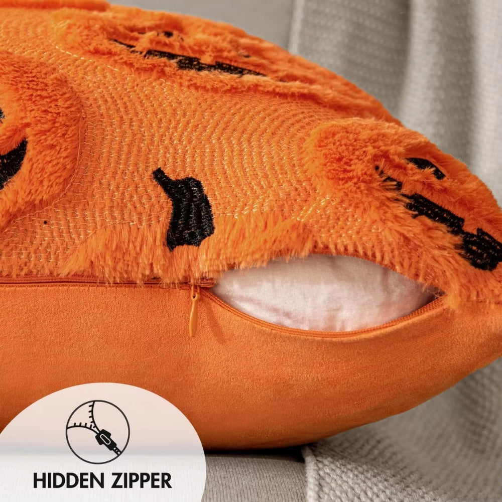 Funda de cojín de calabaza Fable: imitación de borreguillo, decoración festiva de Halloween