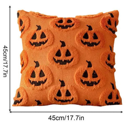 Funda de cojín de calabaza Fable: imitación de borreguillo, decoración festiva de Halloween