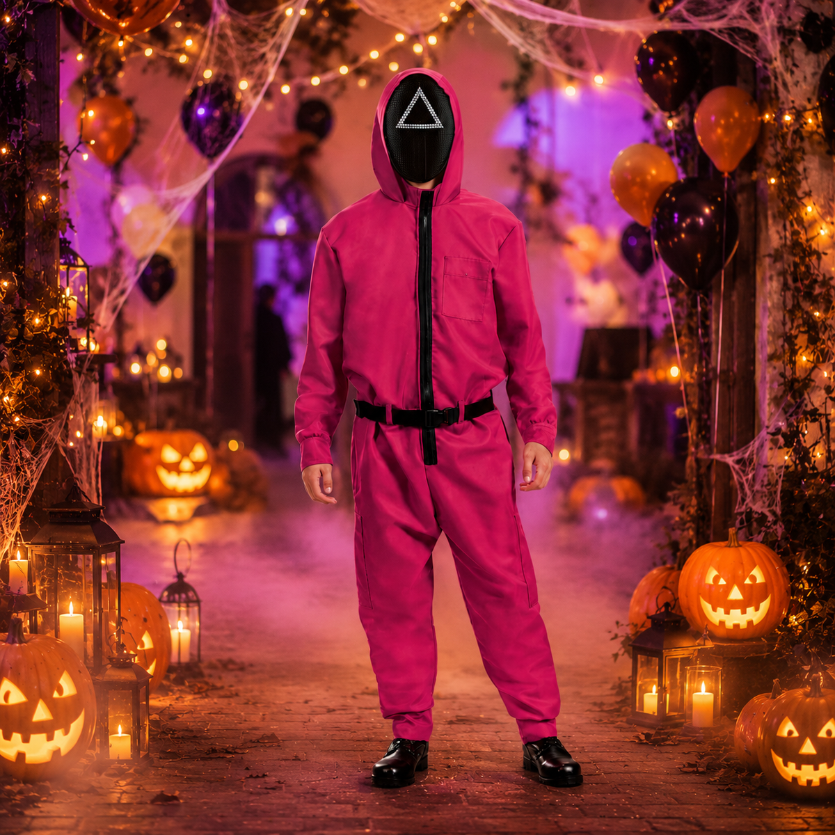 Colección de disfraces festivos | Disfraz de mono para Halloween con máscara y cinturón | Conjunto completo para fiestas temáticas
