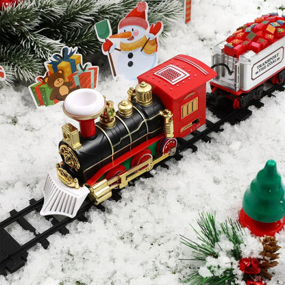 Festive Train Set | Electric Christmas Train with Smoke Effect & Lights | Interactive Play for Kids