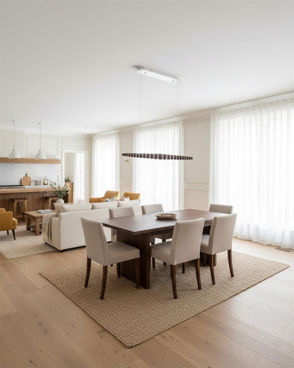 Hanging LED Fixture 46 in Metal Wood Acrylic Globe Pendant 3000K Contemporary Ceiling Light for Kitchen Island Dining Table