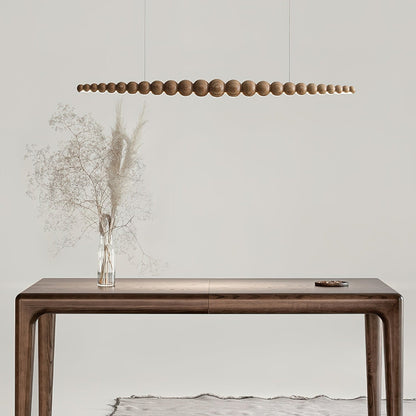 Linear LED Ceiling Fixture Wood & Metal 3000K Over Island Kitchen Dining Room Adjustable Height Suspended Bar Light Modern Minimalist Scandi