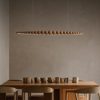 Linear LED Ceiling Fixture Wood & Metal 3000K Over Island Kitchen Dining Room Adjustable Height Suspended Bar Light Modern Minimalist Scandi