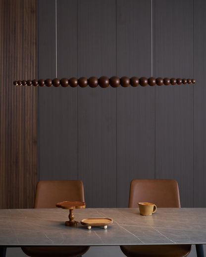 Hanging LED Fixture 46 in Metal Wood Acrylic Globe Pendant 3000K Contemporary Ceiling Light for Kitchen Island Dining Table