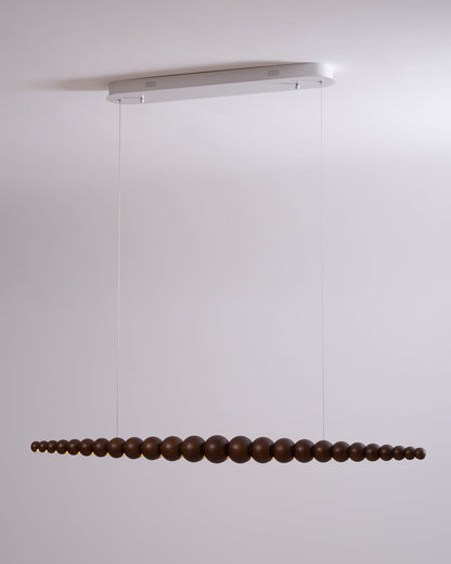 Hanging LED Fixture 46 in Metal Wood Acrylic Globe Pendant 3000K Contemporary Ceiling Light for Kitchen Island Dining Table