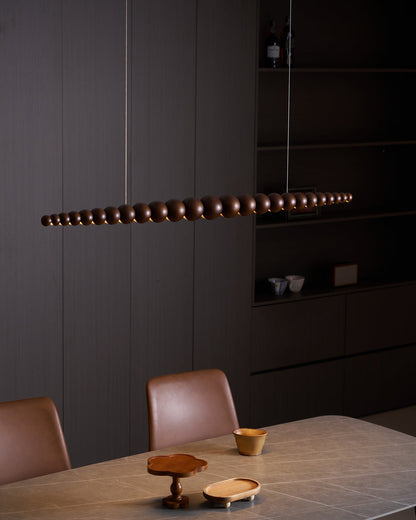 Hanging LED Fixture 46 in Metal Wood Acrylic Globe Pendant 3000K Contemporary Ceiling Light for Kitchen Island Dining Table