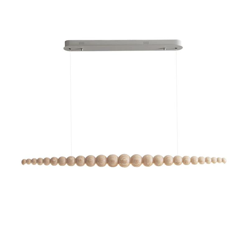 Hanging LED Fixture 46 in Metal Wood Acrylic Globe Pendant 3000K Contemporary Ceiling Light for Kitchen Island Dining Table