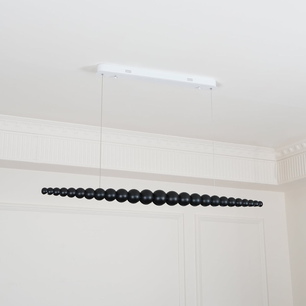 Linear LED Ceiling Fixture Wood & Metal 3000K Over Island Kitchen Dining Room Adjustable Height Suspended Bar Light Modern Minimalist Scandi