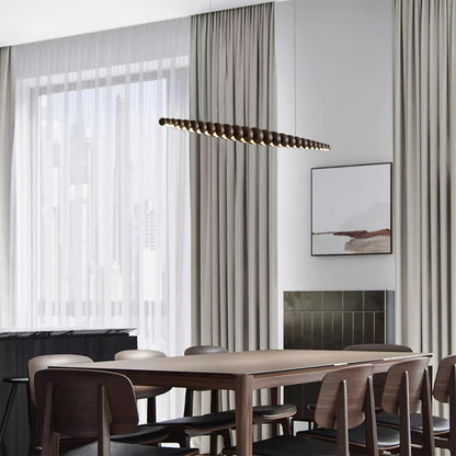 Hanging LED Fixture 46 in Metal Wood Acrylic Globe Pendant 3000K Contemporary Ceiling Light for Kitchen Island Dining Table