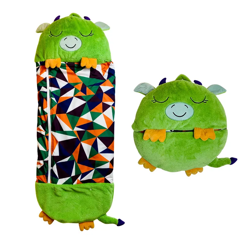 Acogedor saco de dormir con suave compañero de peluche