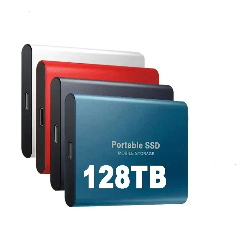 Fast 128TB Portable External SSD Drive Silver - Ortekor