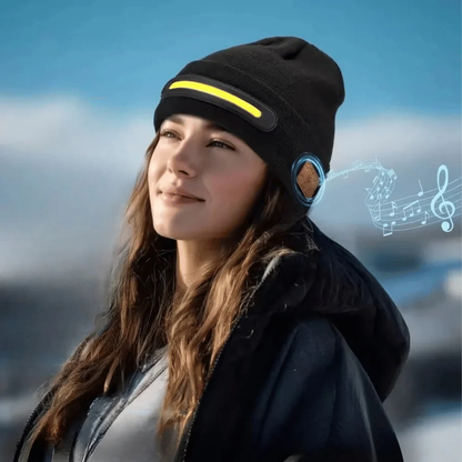 Gorro inalámbrico con linterna frontal y música Bluetooth