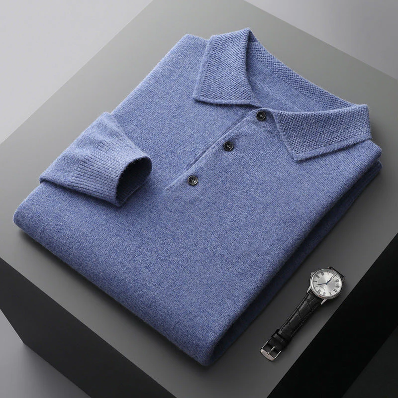 Polo de Cachemira de Manga Larga para Hombre Cómodo