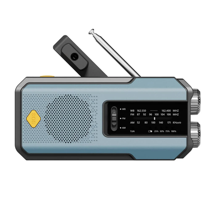 Radio de emergencia portátil con linterna, alimentada por energía solar