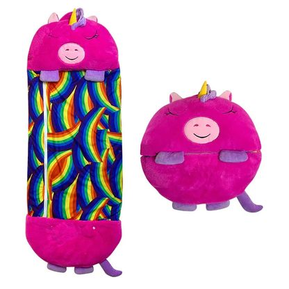 Acogedor saco de dormir con suave compañero de peluche