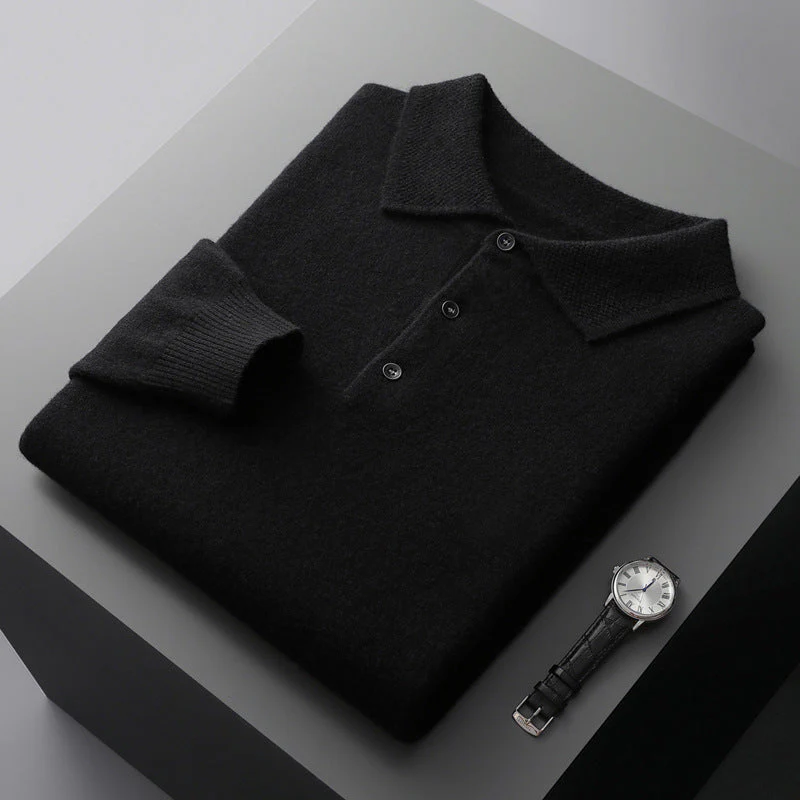 Polo de Cachemira de Manga Larga para Hombre Cómodo