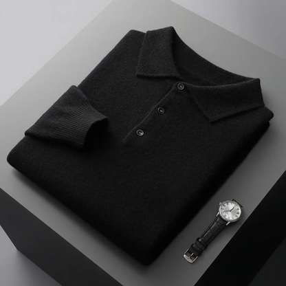 Polo de Cachemira de Manga Larga para Hombre Cómodo