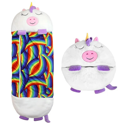 Acogedor saco de dormir con suave compañero de peluche