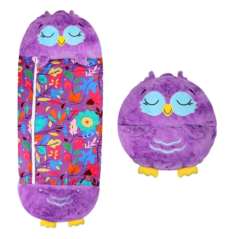 Acogedor saco de dormir con suave compañero de peluche