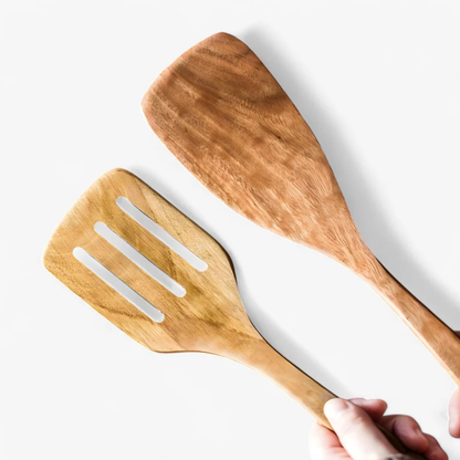 Juego de utensilios de cocina de madera natural